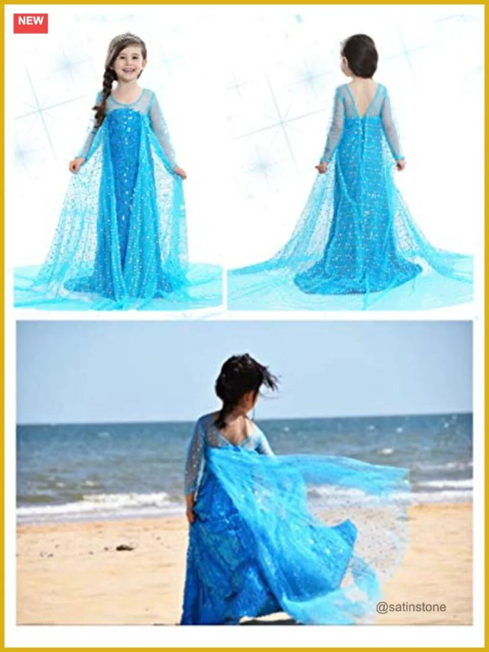 Girls Princess Dress Costume with Cape Dress Tiara Wand Wig Gloves Set